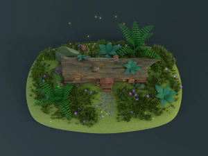 cartoon log house 3D Model