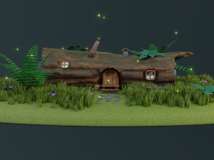cartoon log house 3D Model