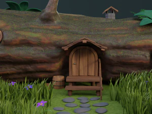 cartoon log house 3D Model
