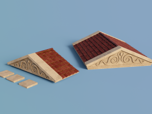 antique temple roof 3D 模型