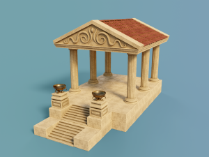 ancient temple building set 3D 모델