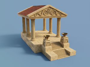 ancient temple building set 3D 모델