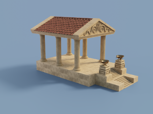 ancient temple building set 3D 모델
