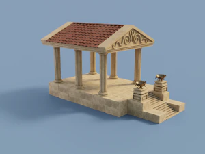 ancient temple building set 3D Model