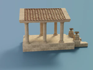 ancient temple building set 3D Model