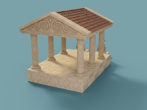 ancient temple building set 3D 모델