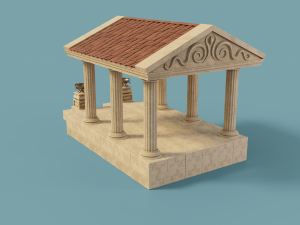 ancient temple building set 3D 모델