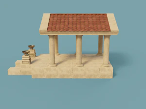 ancient temple building set 3D Model