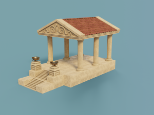 ancient temple building set 3D 모델