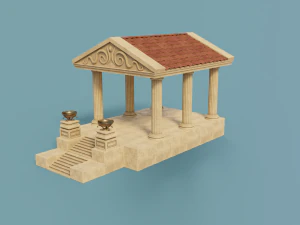 ancient temple building set 3D Model