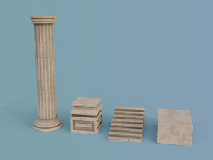 ancient temple building set 3D 모델