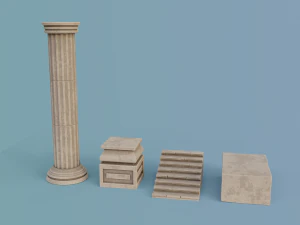 ancient temple building set 3D Model
