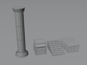 ancient temple building set 3D 모델
