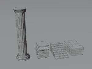 ancient temple building set 3D Model
