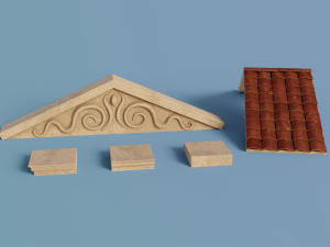 ancient temple building set 3D 모델