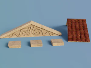 ancient temple building set 3D Model