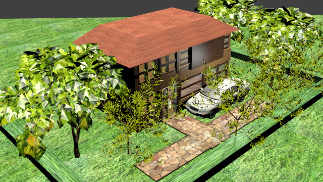 big house with car 3D 模型 .c4d .max .obj .3ds .fbx .stl .blend 