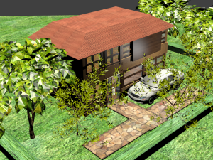 big house with car 3D Model