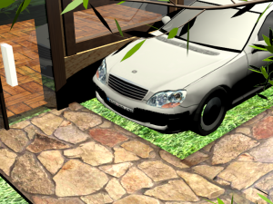 big house with car 3D 模型