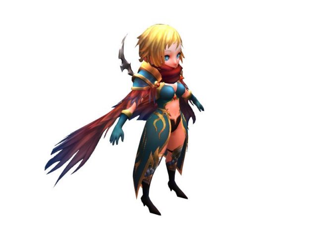 warrior girl 3D 模型 .c4d .max .obj .3ds .fbx .stl .blend