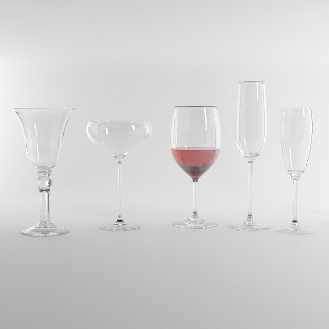 wine glasses 3D Model .c4d .max .obj .3ds .fbx .stl .blend 
