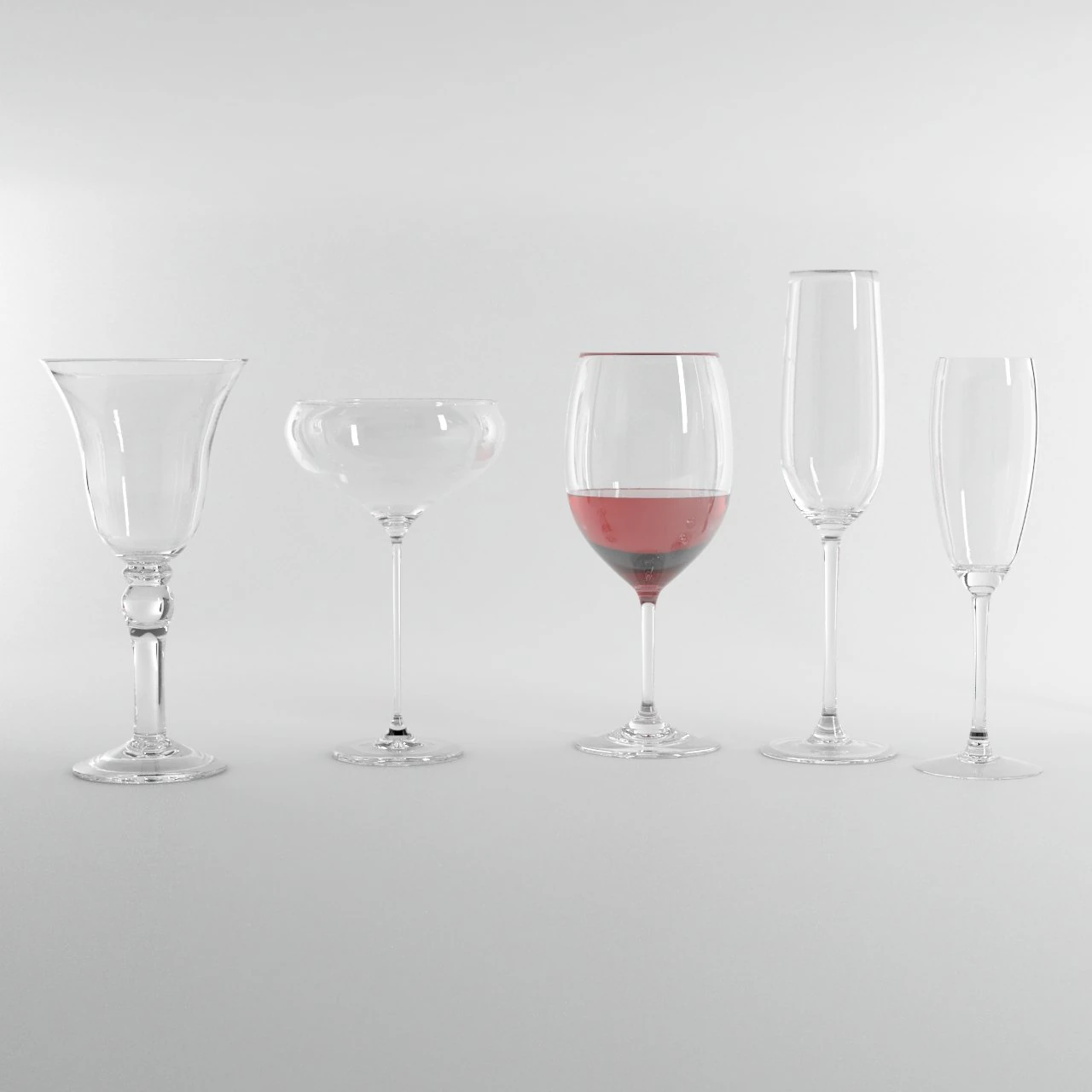 wine glasses 3D Model .c4d .max .obj .3ds .fbx .stl .blend 