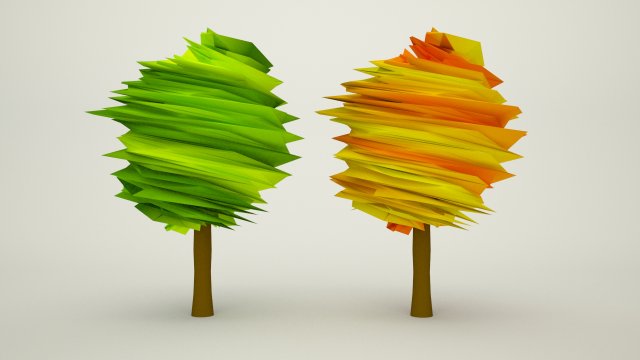 low poly - autumn and summer trees Model 3D .c4d .max .obj .3ds .fbx .stl .blend 
