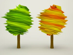 low poly - autumn and summer trees 3D Model