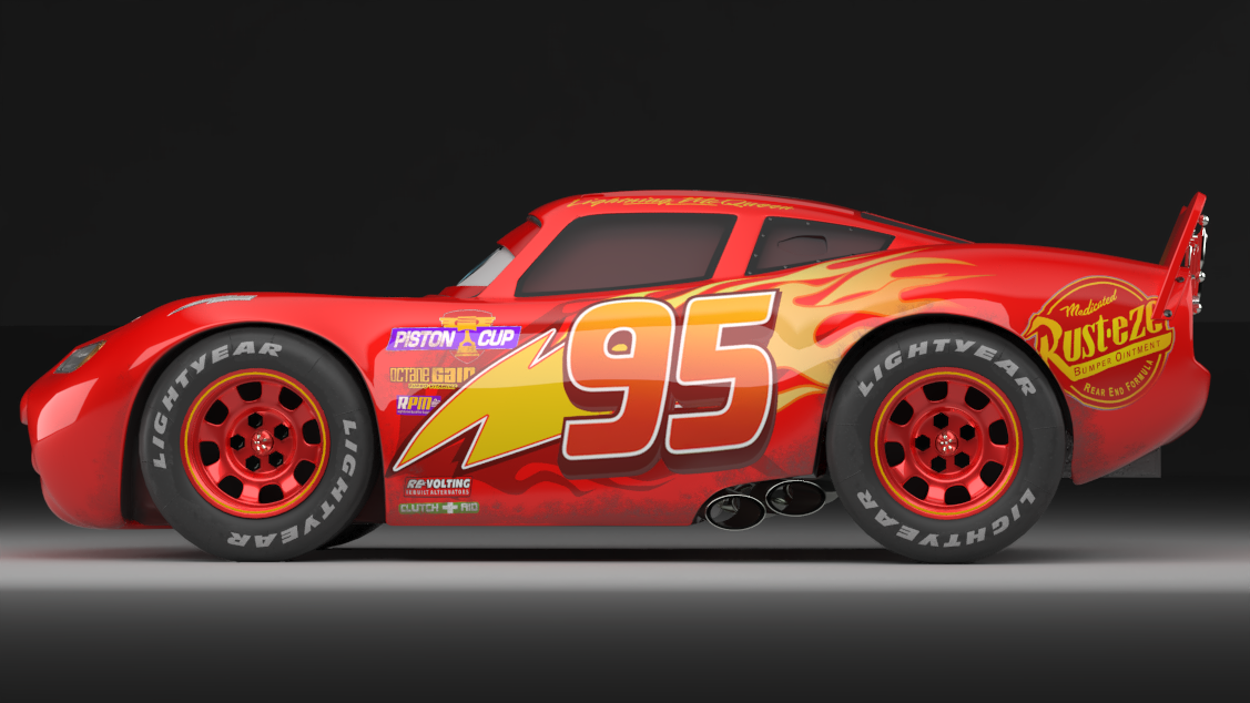 Luz noturna 3D, McQueen Route 66 seu carro de corrida 3D Lightning