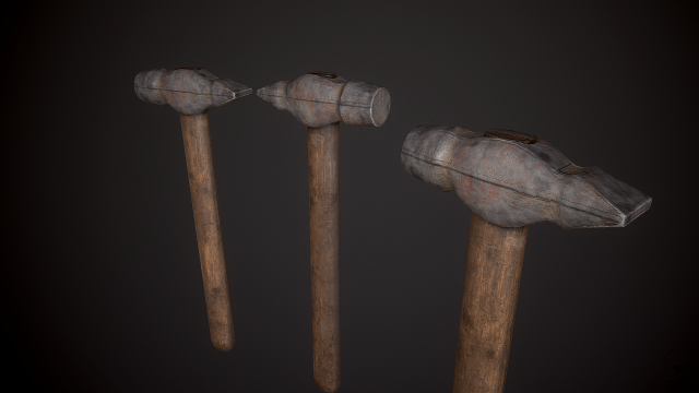 realistic old hammer 3D Model .c4d .max .obj .3ds .fbx .stl .blend 