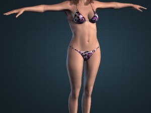 girl with beach animated 3D Model