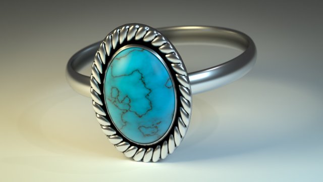 ring with turquoise stone 3Dモデル .c4d .max .obj .3ds .fbx .stl .blend 