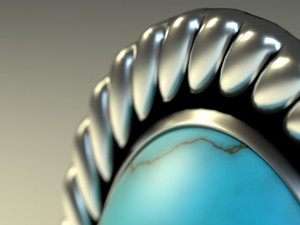 ring with turquoise stone 3Dモデル