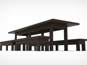 wood table and seats 3D Model