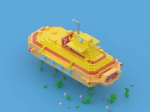 gelbes U-Boot 3D Modell