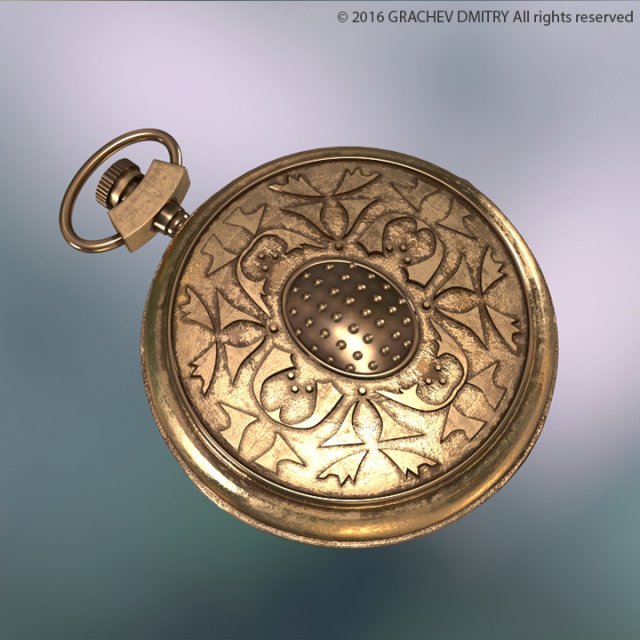 antique pocket watch 3D Model .c4d .max .obj .3ds .fbx .stl .blend