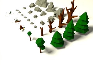 low poly rocks and trees pack Model 3D