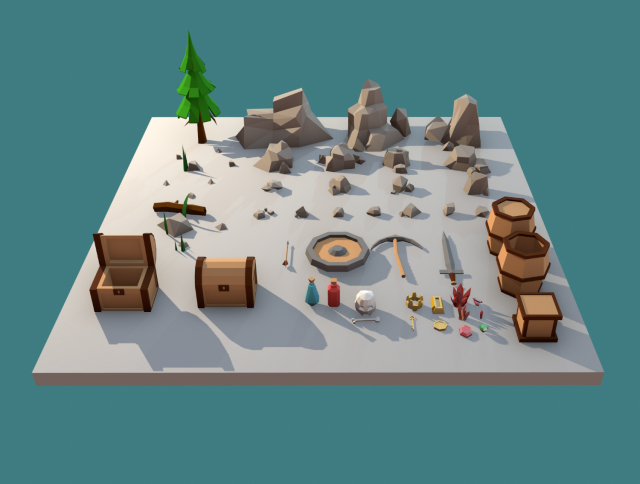 stones and buried treasure 3Dモデル .c4d .max .obj .3ds .fbx .stl .blend