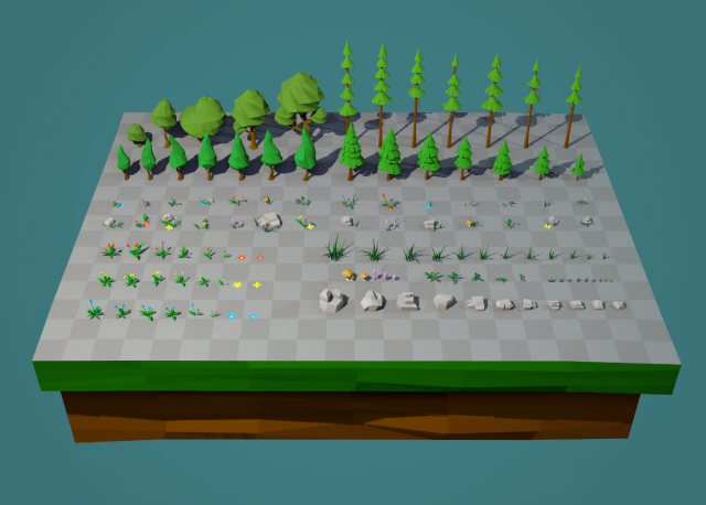 trees flowers and rocks 3D Model .c4d .max .obj .3ds .fbx .stl .blend