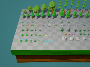 trees flowers and rocks 3D Model