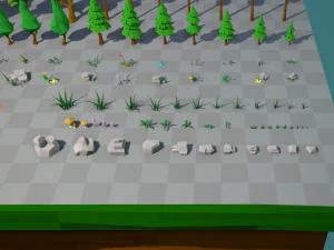 trees flowers and rocks 3D Model