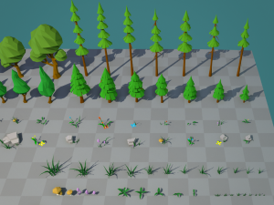 trees flowers and rocks 3D Model