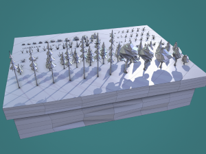 trees flowers and rocks 3D Model