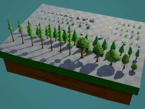 trees flowers and rocks 3D Model