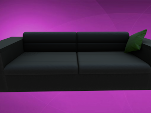 sofa - black leather sofa 3D Model