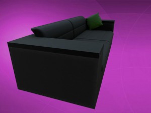 sofa - black leather sofa 3D Модель