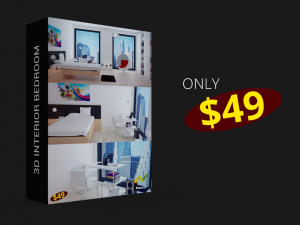3d modern interior bedroom Modelo 3D