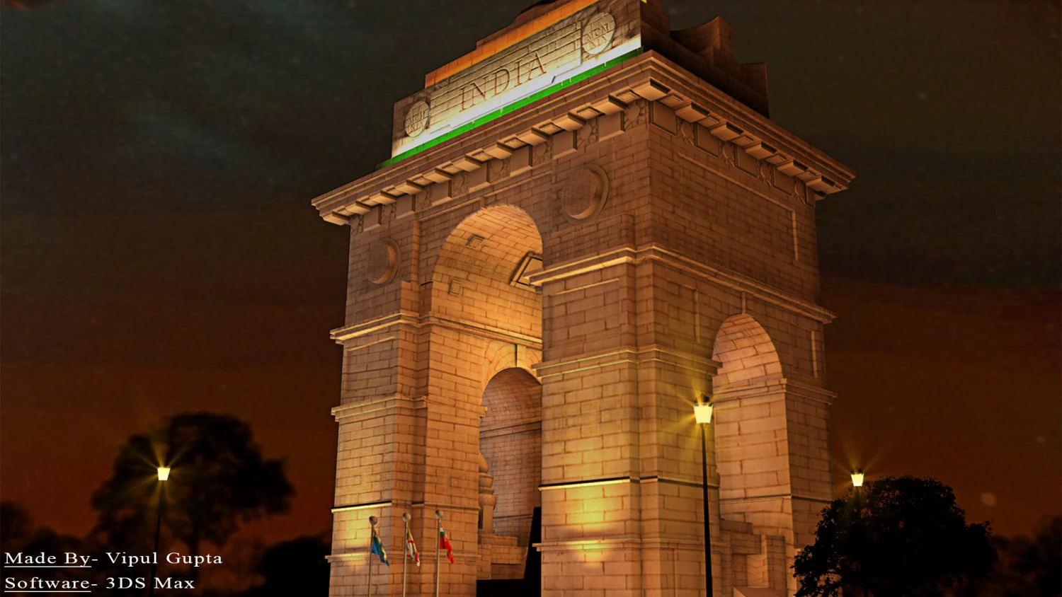 3d model of india gate 3D Model .c4d .max .obj .3ds .fbx .stl .blend 