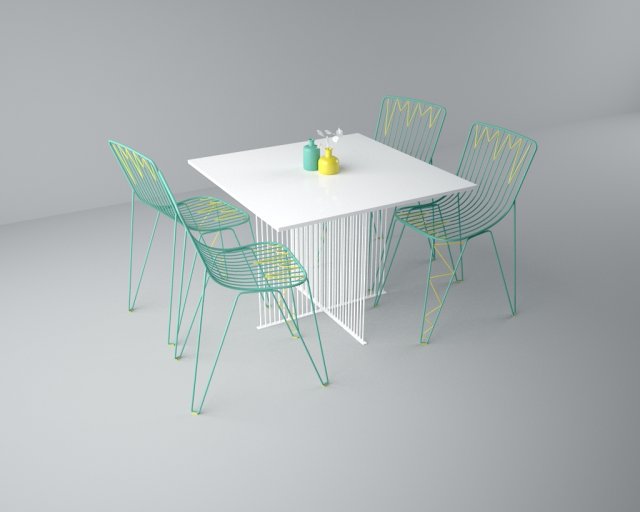 steel table set Modello 3D .c4d .max .obj .3ds .fbx .stl .blend 