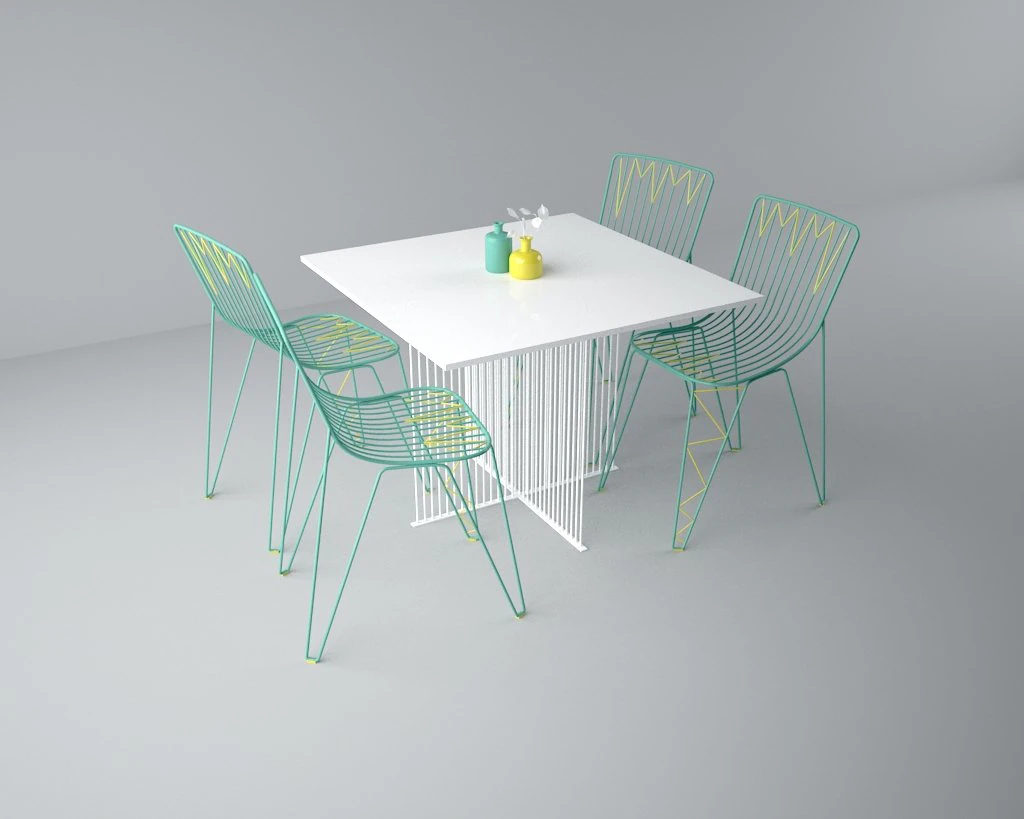 steel table set 3D Model .c4d .max .obj .3ds .fbx .stl .blend 